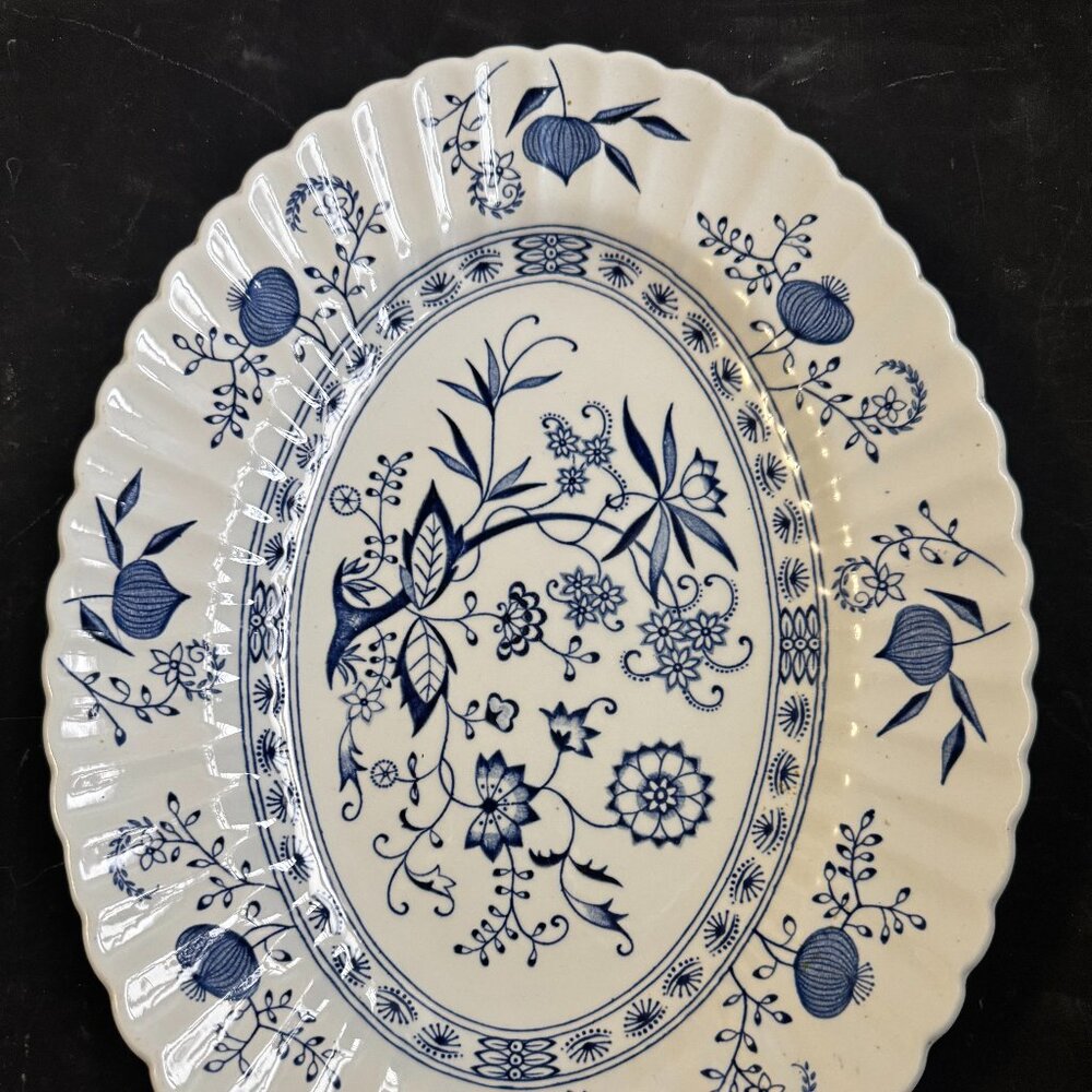 Oval Serving Platter Blue Nordic by J & G Meakin 11.5"X 9.5"